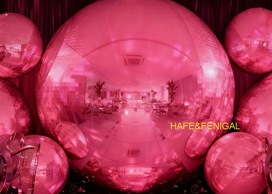 Dia.1m Inflatable Shiny PVC Pink Mirror Balloon For Weddings And Parties
