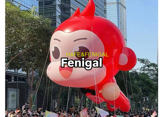 Balon Parade Helium PVC 5m / 16 kaki Desain Karakter Monyet Kartun yang Disesuaikan