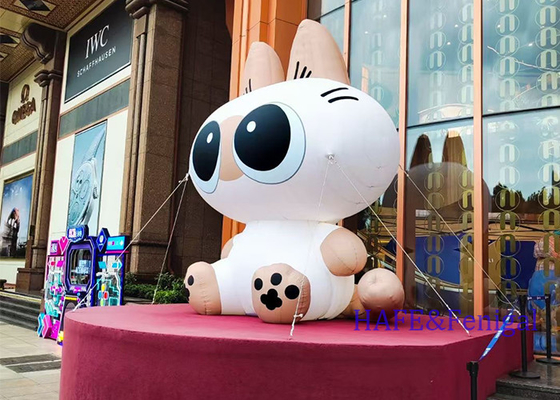 Custom Outdoor Giant Inflatable Cartoon Cat Atmosphere Dekorasi Dengan Lampu LED