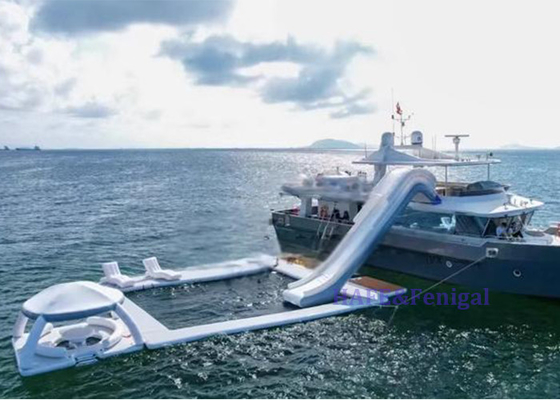 Perosotan Kapal Pesiar Air Selam Kolam Renang Sabuk Tiup Jaring Kursi Santai Kolam Platform Terapung Laut Istirahat Bar Tenda