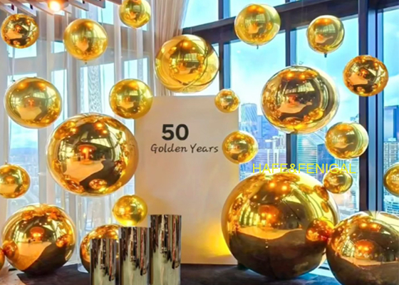 Balon Cermin Emas PVC Tebal Tahan Lama Lapisan Ganda 1.5m untuk Dekorasi Pesta Ulang Tahun