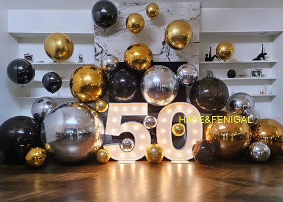 Metallic Balloon Set: Perak, Emas & Hitam Double-Laksan PVC dengan Emas Mirror Finish