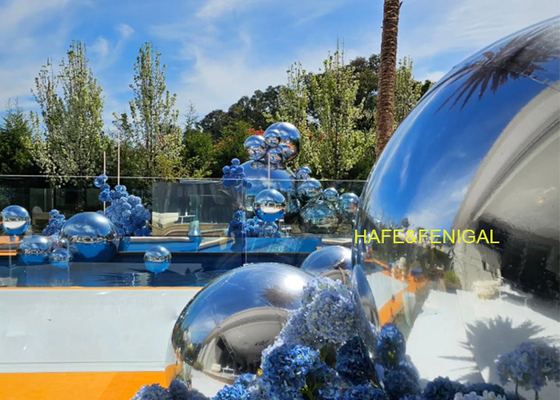 0.8m, 1m, dan 2m inflatable PVC Silver Mirror Balloons Untuk The Luxe Pool Party