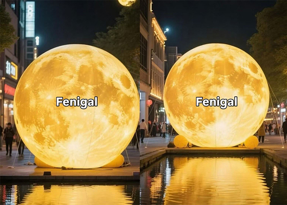 Bulan Tiup Darat 5m 16 kaki Dengan Lampu Hangat Untuk Perayaan Festival Pertengahan Musim Gugur