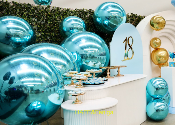 Balon PVC 1m Biru Cahaya Berkilau Untuk Acara Pernikahan Atau Pesta Disco