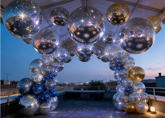 Dilampirkan PVC Inflatable Mirror Ball 1.5m-3m Untuk Dekorasi Acara Dan Pameran