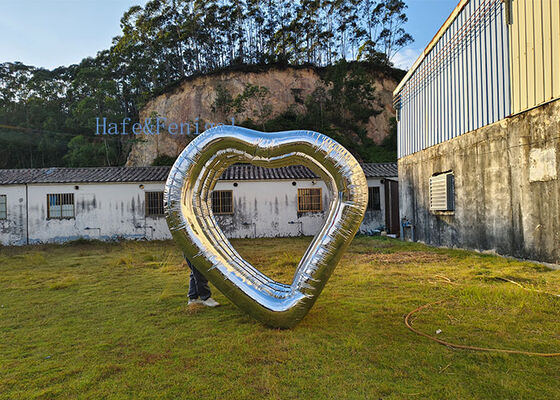Custom Large Silver Inflatable Heart Shape Decoration for Events, Weddings, and Photo Backdrops