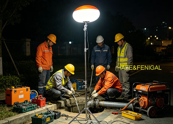 Operasi diam Lampu balon LED bertenaga baterai dengan input DC 24V/48V untuk layanan lapangan seluler