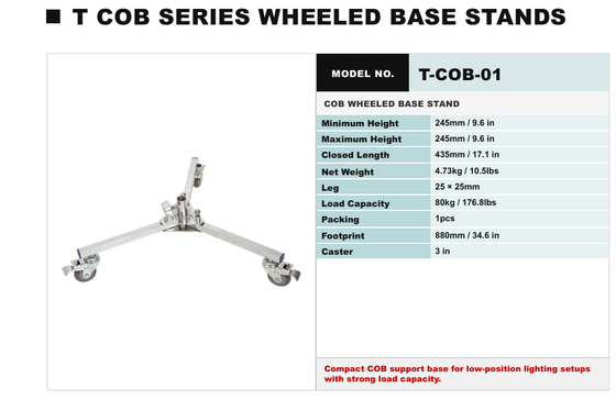 TCOB Series Cine-Grade Steel Light Stand dengan Konstruksi Berkualitas Tinggi Penggunaan Ganda dan Kaki yang Dapat Dihapus