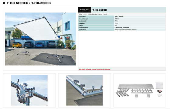 Sistem Rangka Kupu-kupu Overhead Seri HAFE T HD dengan Rangka Difusi Tugas Berat 2400 × 2400mm dan 3600 × 3600mm