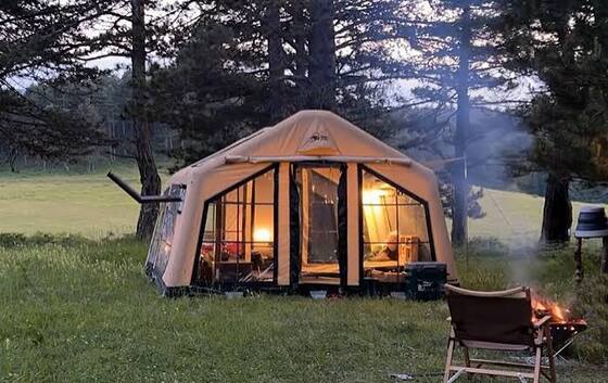 Tenda Udara Tiup tahan lama tahan air tempat berlindung tiup ideal untuk berkemah di luar ruangan festival kegiatan olahraga dan acara