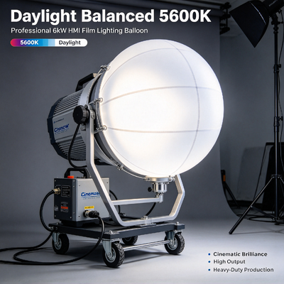 Balon pencahayaan film HMI profesional 6kW dengan cahaya siang 5600K dan kontrol DMX