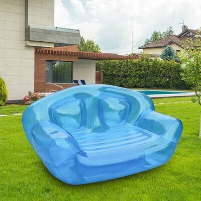 Sofa Tiup Pola Langit Biru Kustom dan Sofa Tiup Portabel dengan PVC Tahan Sobek untuk Dudukan Bermerek yang Bergaya
